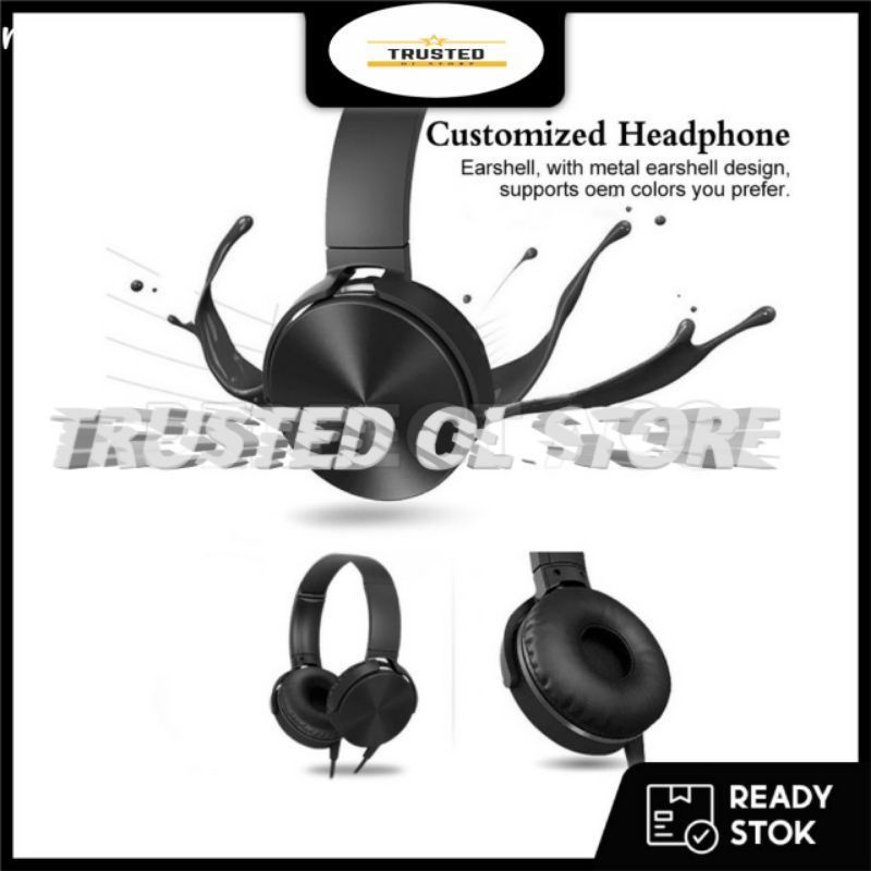 HEADSET PPT 450(XB450) EXTRA BASS TAMBAH MIC HF HEADPHONE HANDSFREE BANDO KUALITAS BAGUS