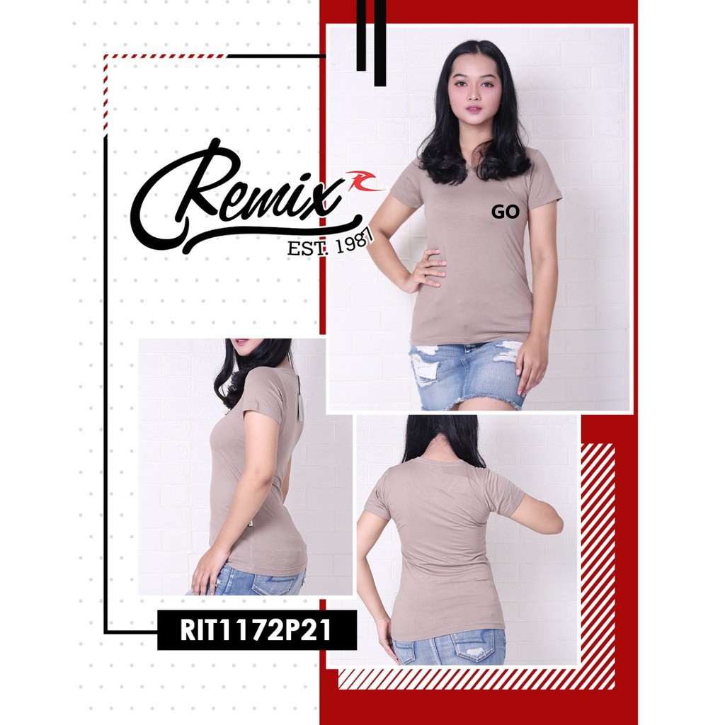 gof REMIX By (CARDINAL) KAOS OBLONG Wanita T-Shirt Lengan Pendek Kerah V-Neck Original