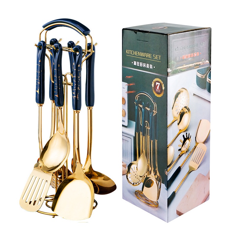 Spatula Masak Gold Set Marbled 7 in 1