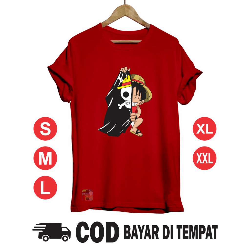 Kaos BENDERA ONE PIECE / bahan katun adem / baju one piece / kaos wanpis/ baju bajak laut jepang / b