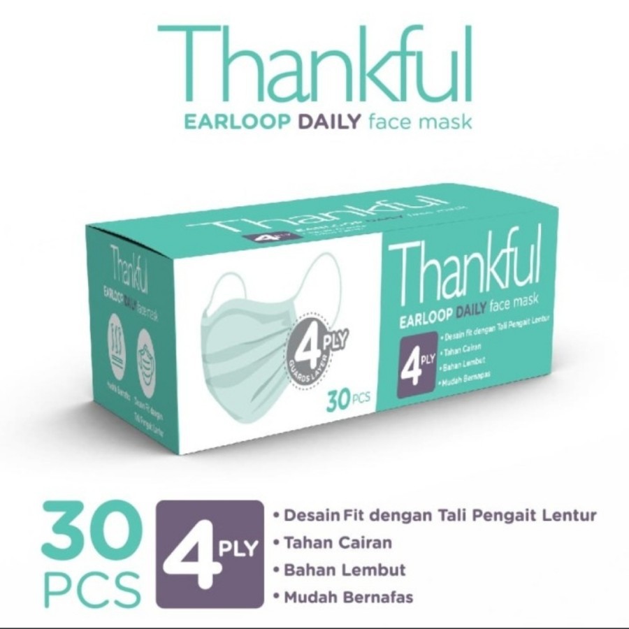 THANKFUL Masker Earloop Daily Mask 4 Ply ISI 30