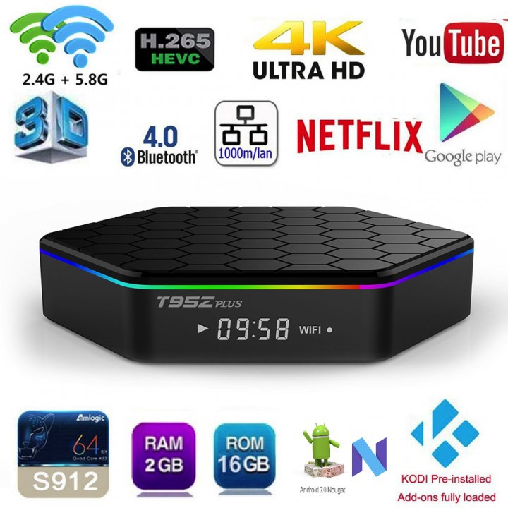 [FULL KODI] T95Z Plus TV Box 4K Amlogic S912 2GB 16GB Android Nougat 7.1