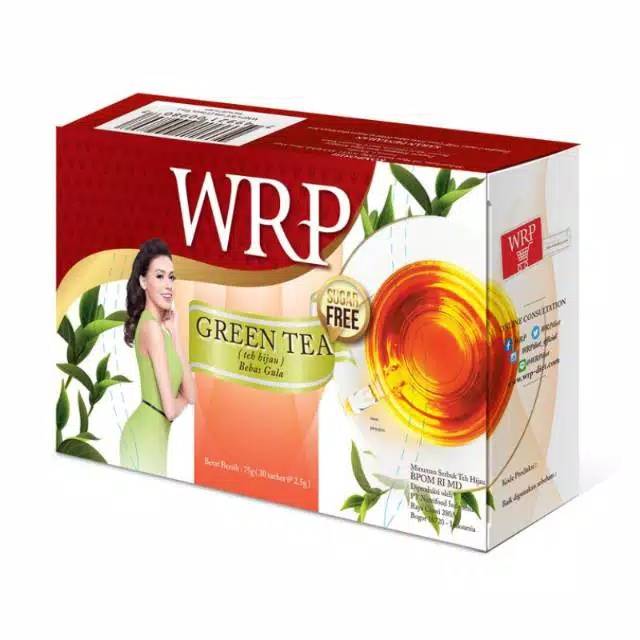 Wrp green tea (teh hijau) bebas gula (free sugar) 30 sachet @2,5g teh diet