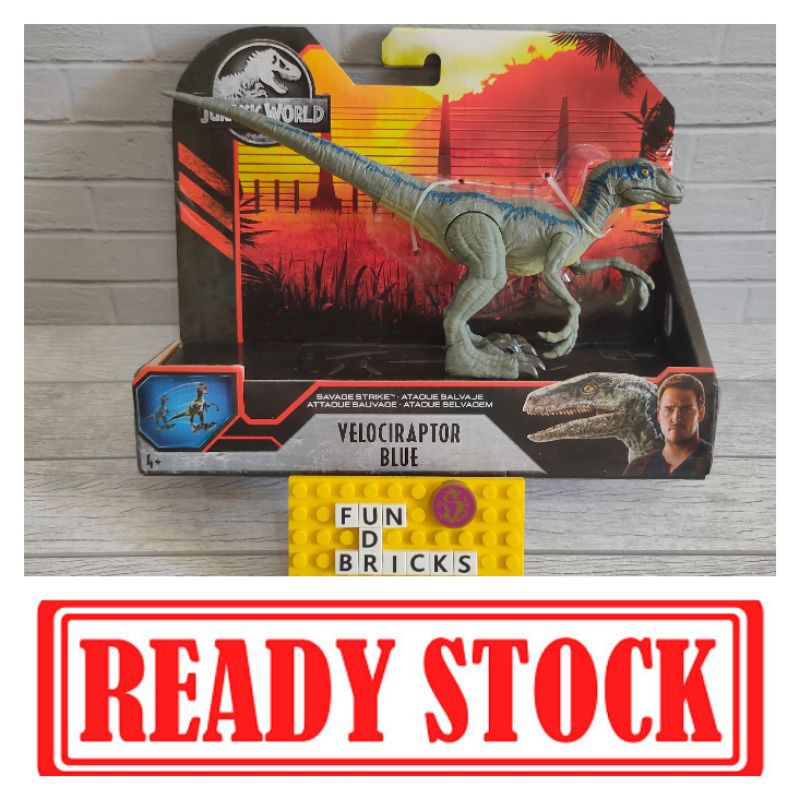Mattel Jurassic World Dino Rivals Savage Strike Velociraptor Blue Leap