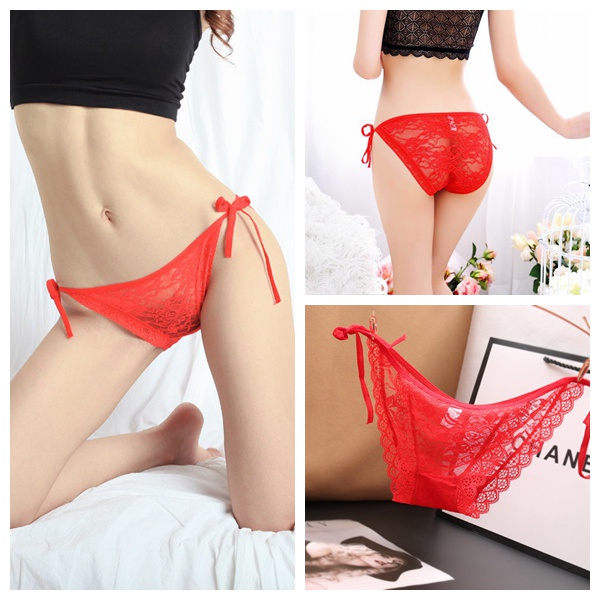 (COD) Celana Dalam Sexy Low Waist Tali Samping bisa disesuaikan Transparan Celana Wanita 3C013