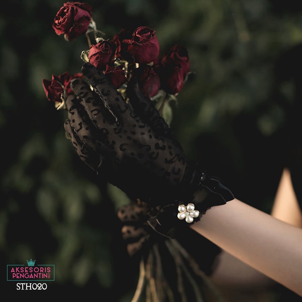 [STOK TERBATAS] WEDDING BRIDAL GLOVES SARUNG TANGAN PERNIKAHAN HITAM STH020