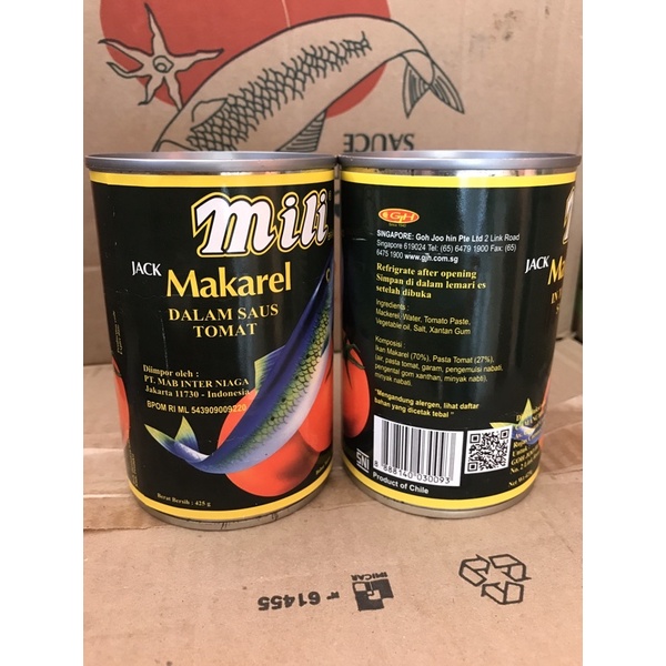 

Sarden Mili Mackerel tutup putih 425 gr halal exp 2027