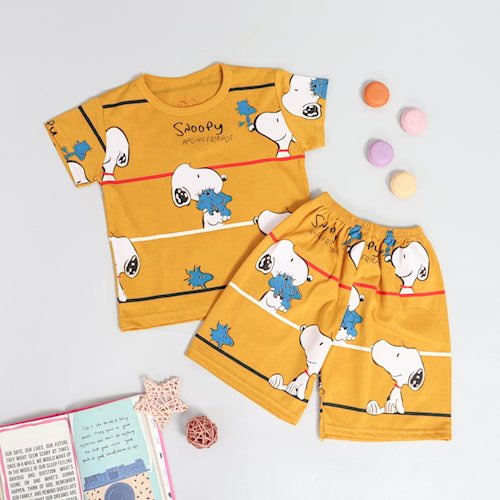 Setelan Kaos Pendek Anak Motif Snoopy PB7