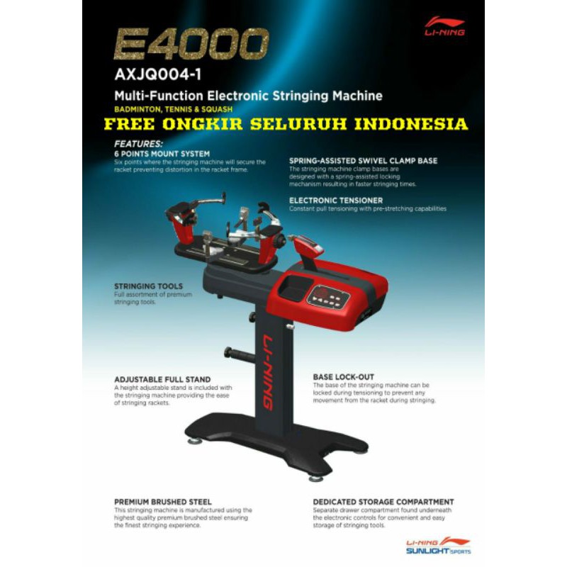 Mesin Pasang Senar Raket Badminton / Tenis / Tennis LINING E 4000 ORIGINAL
