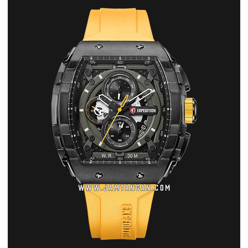 Expedition E 6782 MC REPBAYL Chronograph Men Black Dial Yellow Rubber Strap