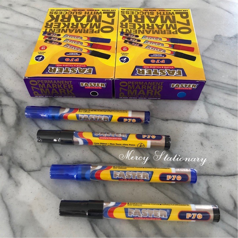 

Spidol Permanent Marker Hitam Biru Faster