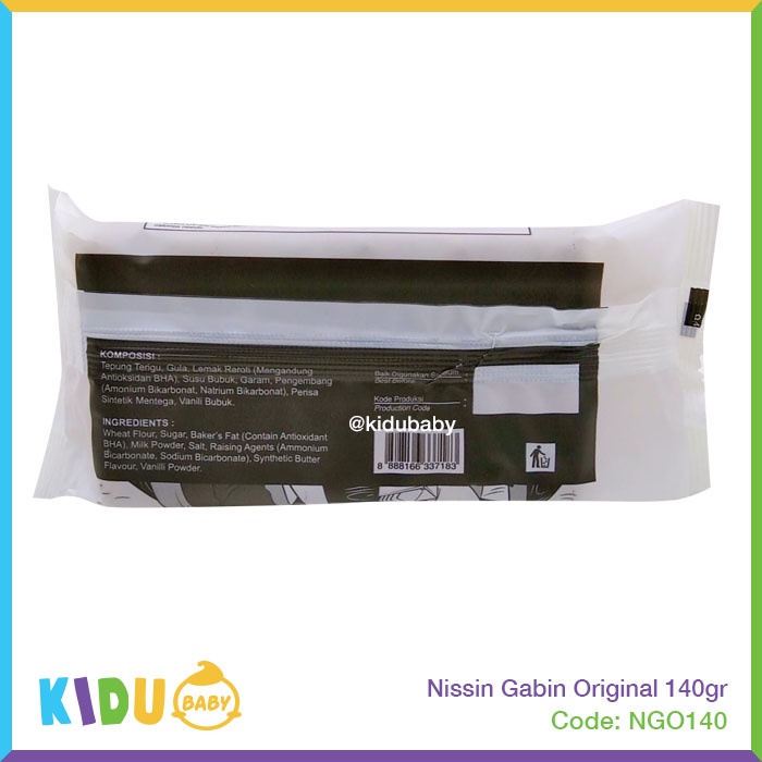 Nissin Gabin Cheese / Milk / Original 140gr Kidu baby