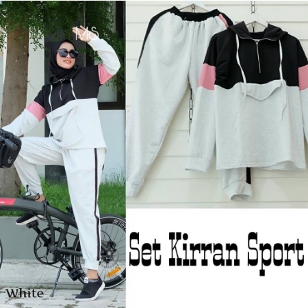 Stelan Senam Olahraga Wanita Muslim / baju kaos tunik muslimah Kirran Set /  murah JUMBO