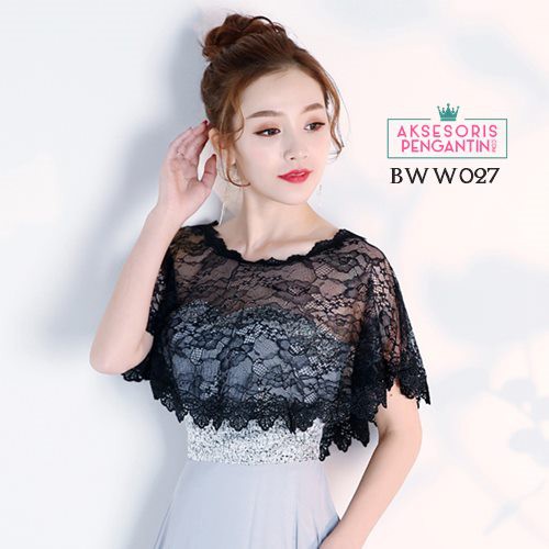 [STOK TERBATAS] AKSESORIS WEDDING LACE BOLERO KARDIGAN PESTA HITAM BWW027