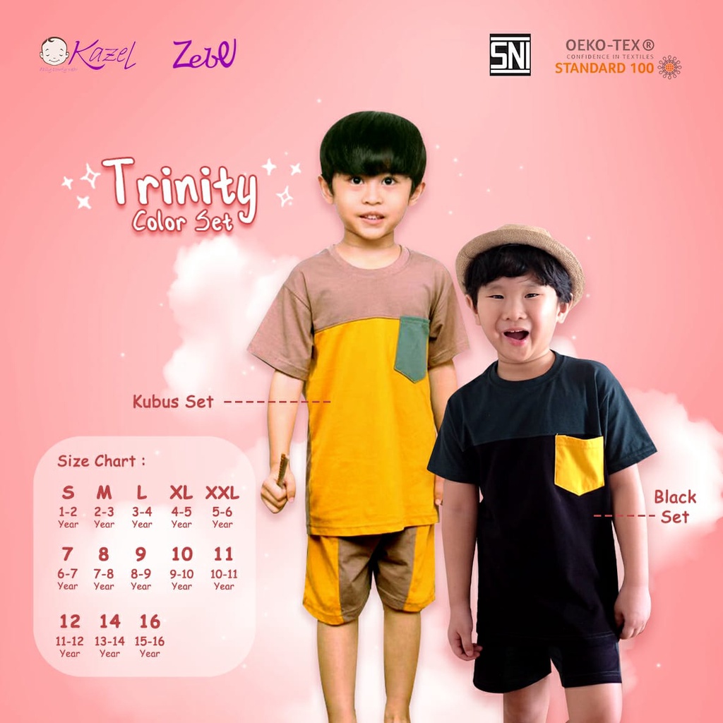 KAZEL TRINITY COLOR SET NEW ISI 1PCS / BAJU BAYI ANAK 1-6 TAHUN [SNI]