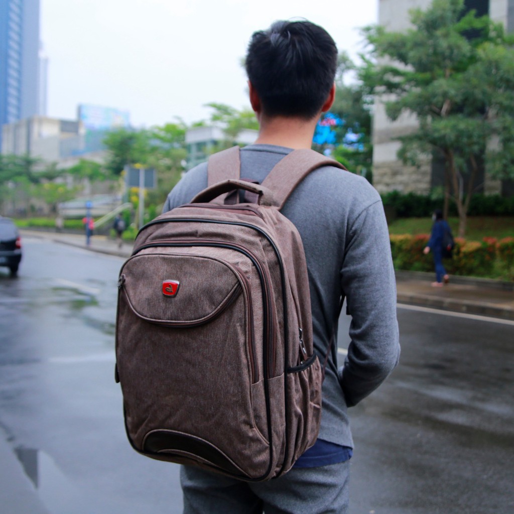 Tas Ransel Backpack Laptop 14 Inch Kuliah Kerja Travel Multifungsi Casual Elegan Pria Cowok - 01