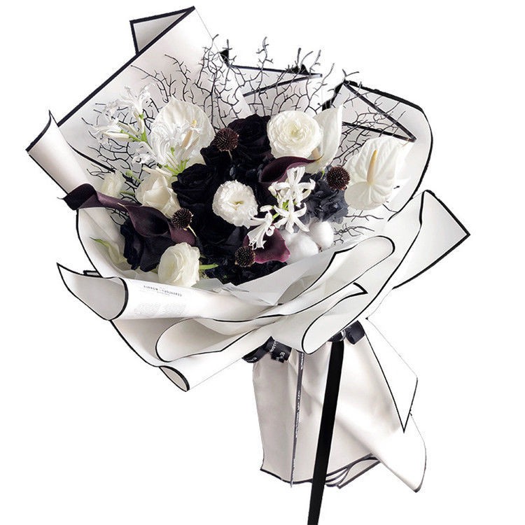 

Gift & Wrapping♂✵Kertas Kotak Hitam dan Putih Perbatasan Mulia Matte Film Tebal Tahan Air Dibungku