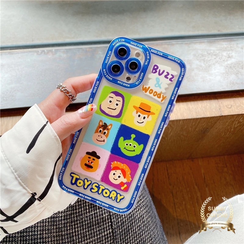 Cartoon Toy Story Phone Case for iPhone 11 12 Pro Max XR X XS MAX iPhone 6 6s 7 8 Plus SE 2020 Cute Wooddy Buzz Lightyear Alien Camera Protector Case Transparent TPU Soft Back Cover