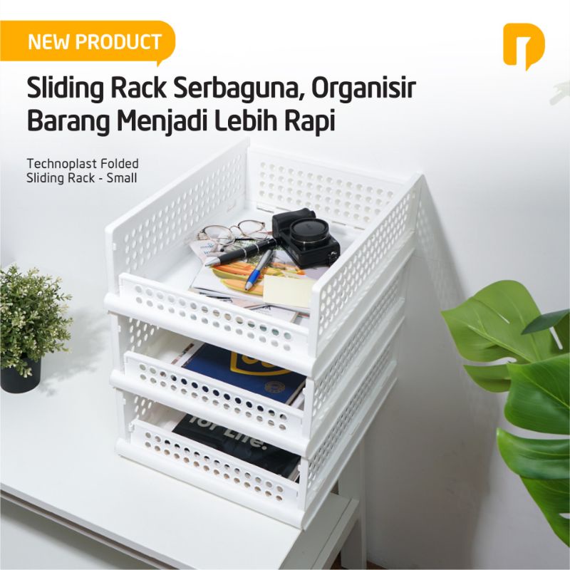 Folded Sliding Rack Rak Sliding Serbaguna Rak Susun Warna Putih