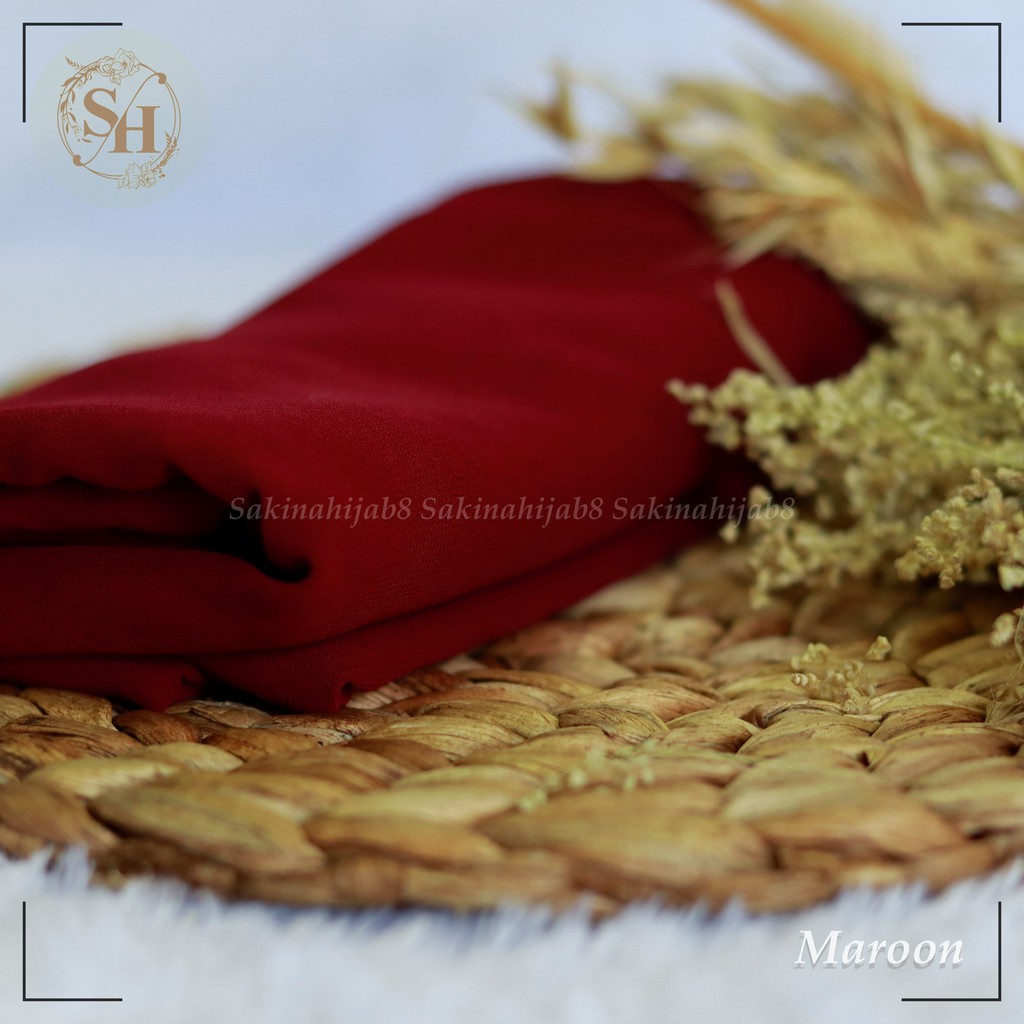 PROMO Pashmina Ceruty Babydoll 200x75 cm jahit tepi CHAPTER1-Maroon