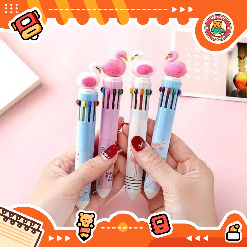 

[Meowmi] Pulpen Warna Mekanik 10 in 1 flamingo PP0033