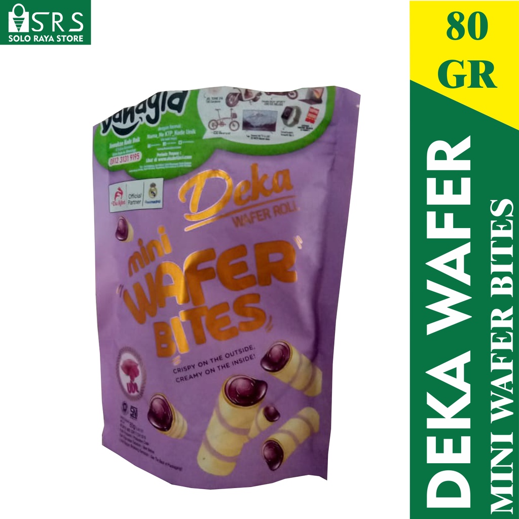 

deka wafer mini roll coklat/ Deka mini wafer bites choco/ DEKA Mini Bites Rasa Ube Wafer [80 Gr]