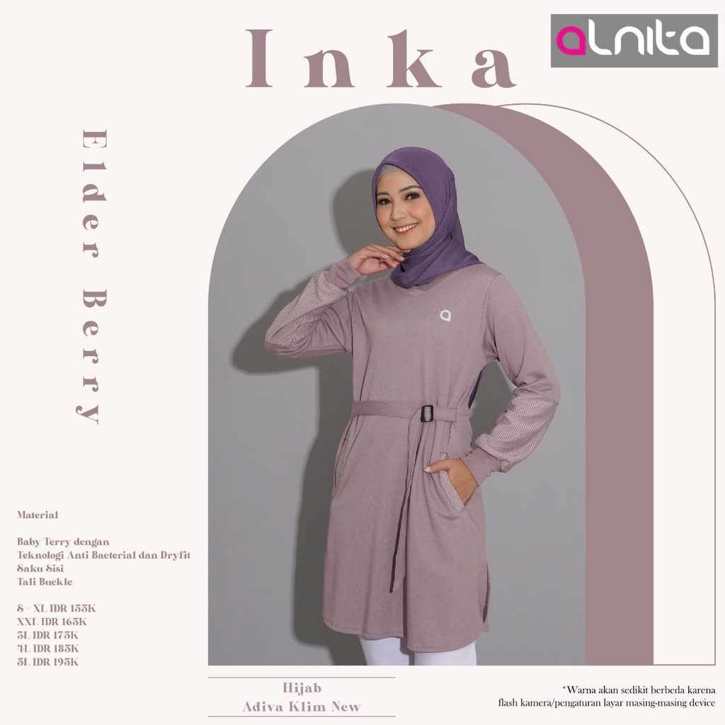 Alnita Inka Blouse Wanita Muslimah Atasan Bahan Babyterry Outfit Casual