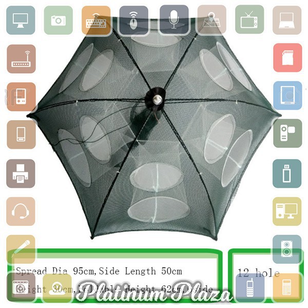 Jaring Pancing Ikan Hexagonal 12 Hole Fishing Net Trap Cage - H14572`1T5USZ-