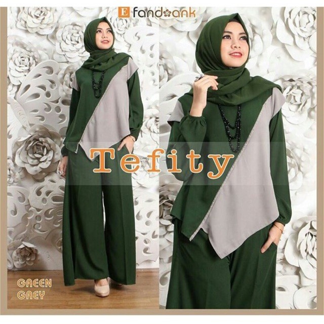 HOPYLOVY SALE - Setelan Wanita Fashion Muslim Tefity Set bahan Jersey