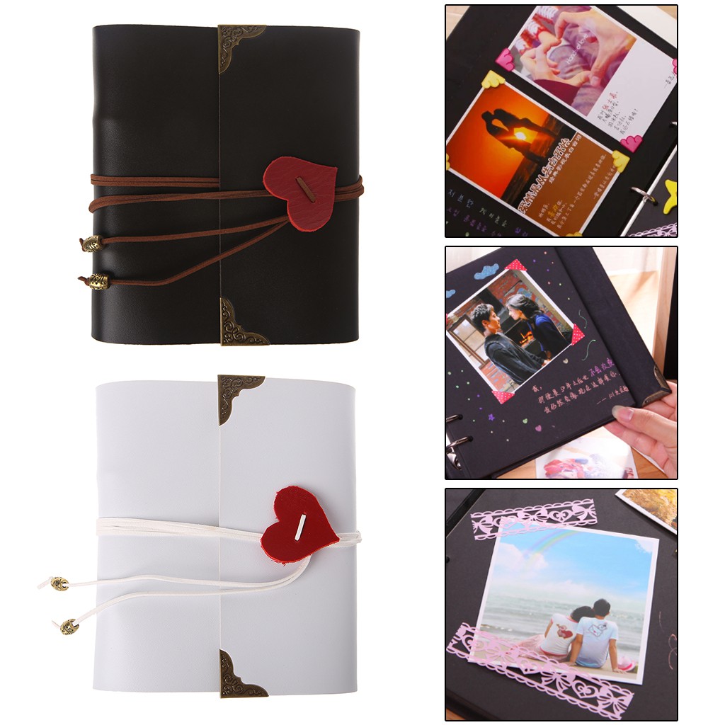 Vintage Artificial Leather Pocket Album Anniversary Gift Scrapbook DIY