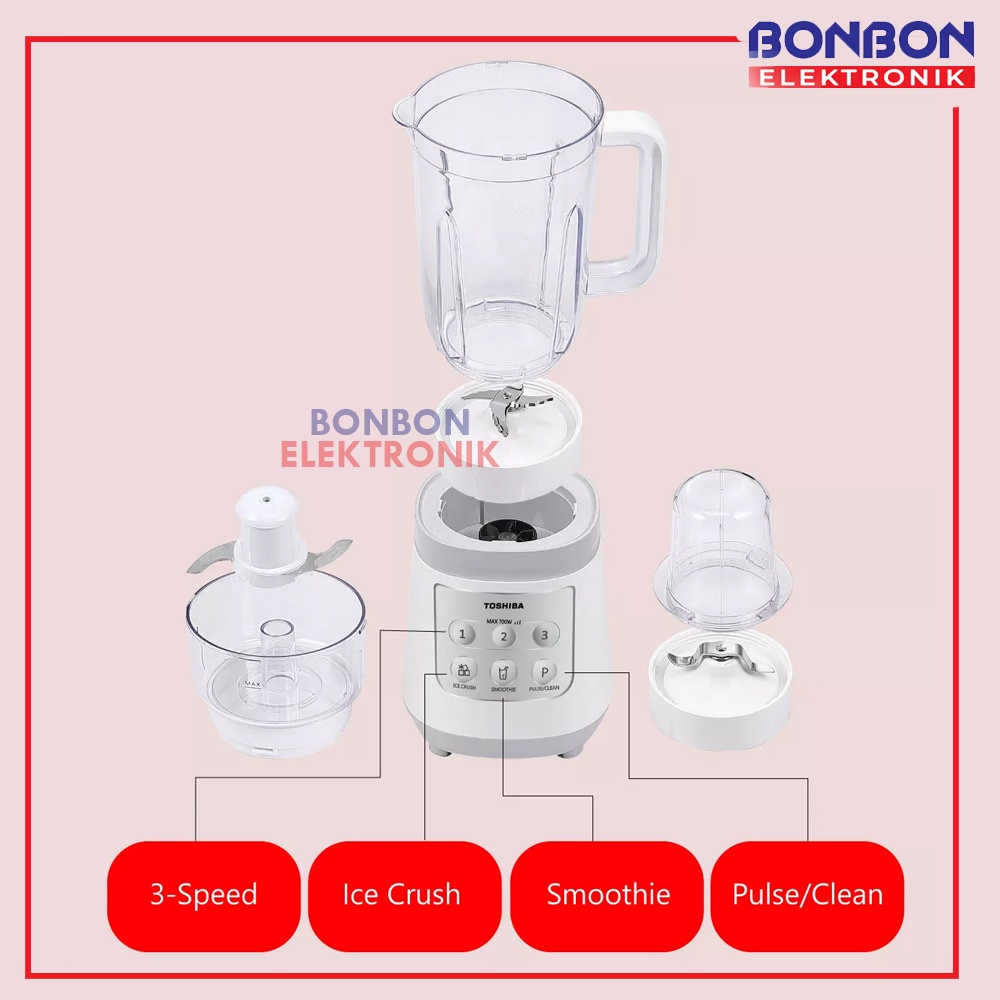 Toshiba Blender Plastik 4 in 1 1.5L BL-20PR2 / 1.5 L BL20PR2