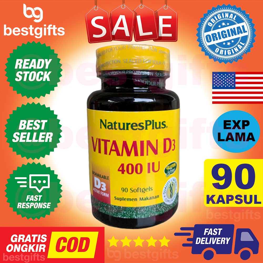 NATURE'S NATURES NATURE PLUS VITAMIN D3 400IU 400 IU IMUNITAS KEKEBALAN DAYA TAHAN TUBUH 90 KAPSUL