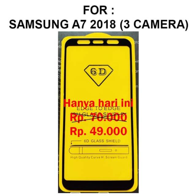 Tempered glass Samsung A7 2018 Full lem glue anti gores kaca