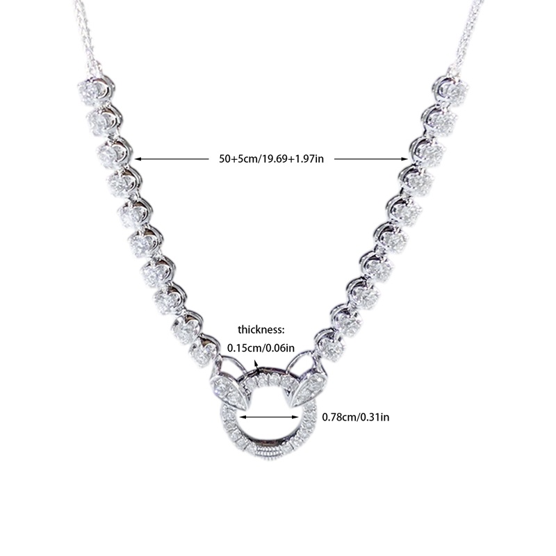 Kalung Rantai Klavikula Hias Liontin Berlian Buatan Bahan Karbon Tinggi