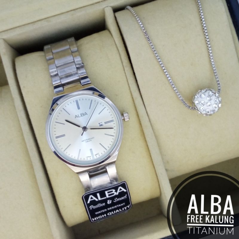 BISA COD✅Jam Tangan ALBA Anti Air Paket Kalung Titanium-A6