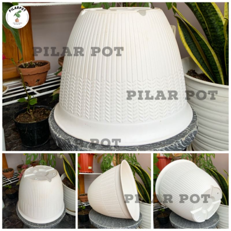 pot bunga tanaman cjp padi 35cm putih - CJP PADI 35 PUTIH 9935