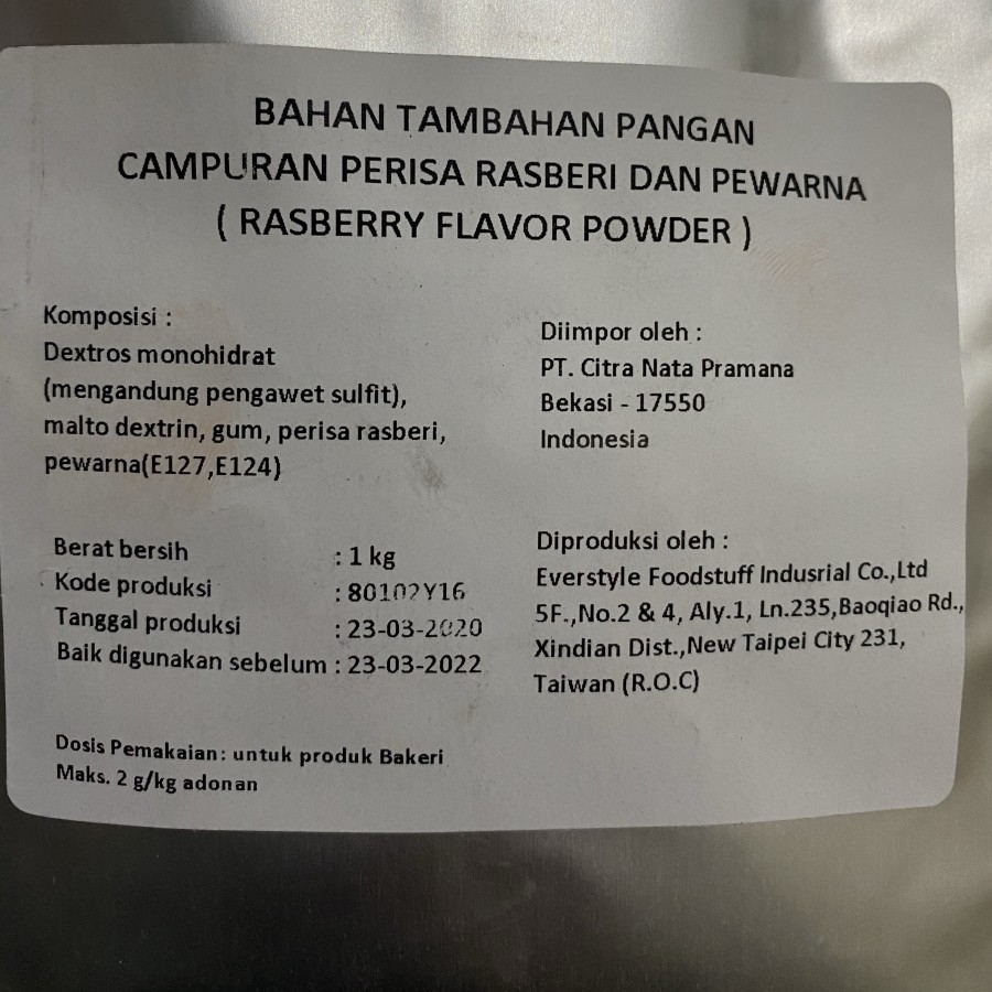 

Raspberry powder flavour 100 gr repack / perisa bubuk flavor perasa