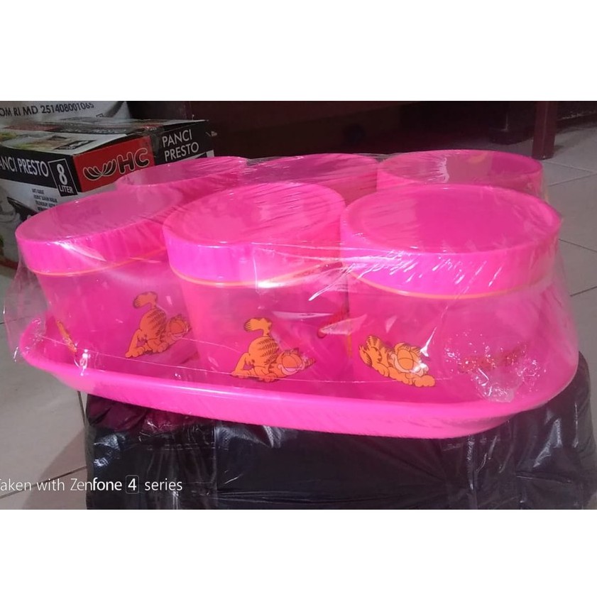 Calista SHIRO Nampan &amp; Toples 7 in 1 - Toples Kue - Toples Nampan Plastik - Toko HAF Store