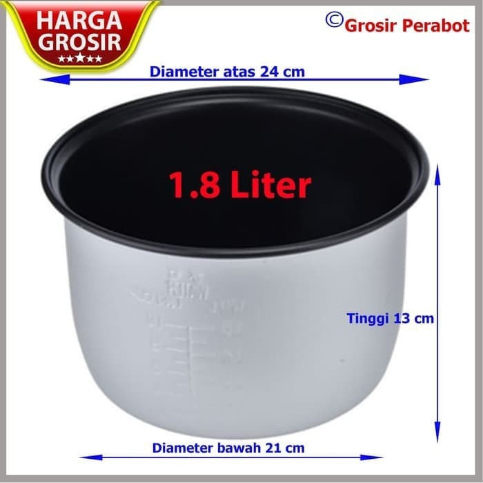 ALUMINIUM PAN 1,8 Liter - Panci Teflon Rice Cooker Miyako 1,8 Liter - 100% Ori