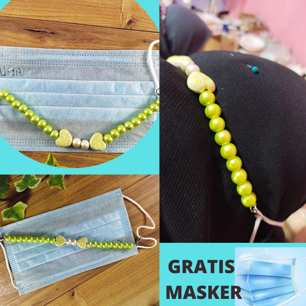 konektor masker mutiara love konektor manik Mutiara fashion wanita kekinian konektor Hijab