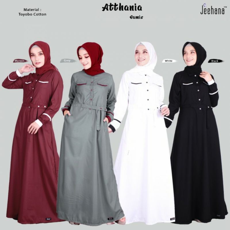 BAJU GAMIS wanita muslim katun toyobo polos dress atthania new jhn