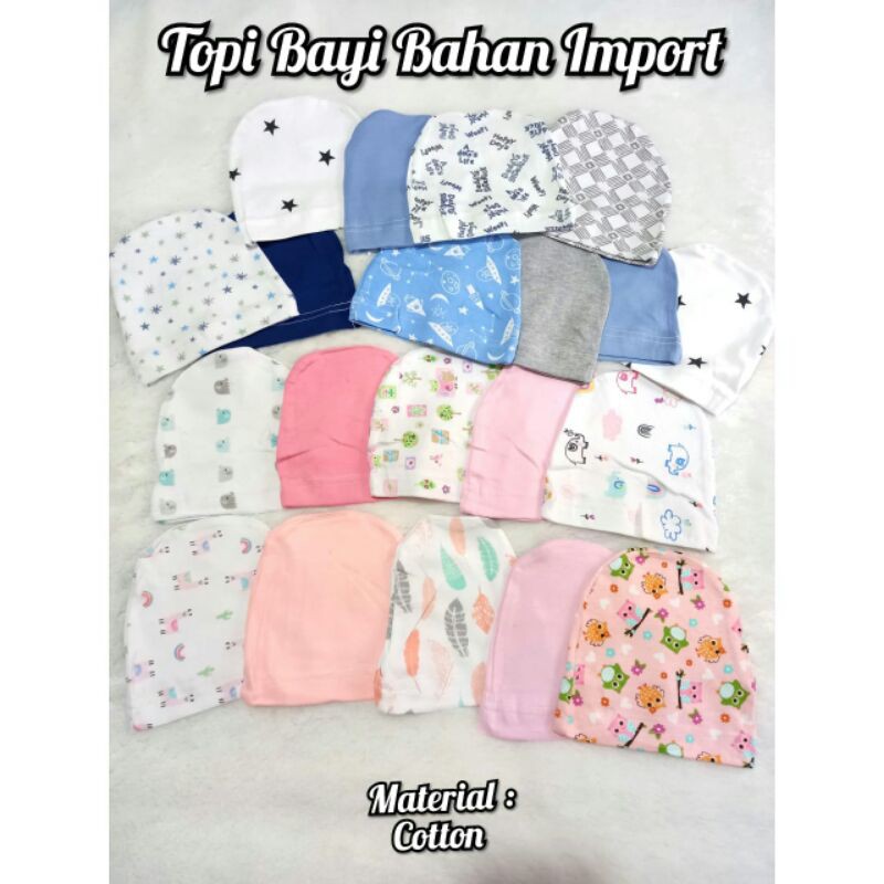 2 Pcs Topi Bayi Import SALE Bahan Cotton Adem