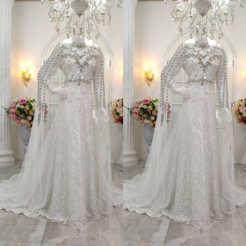 GAUN PENGANTIN MEWAH SLIM BEREKOR FULL PAYET MODERN //BAJU//KEBAYA