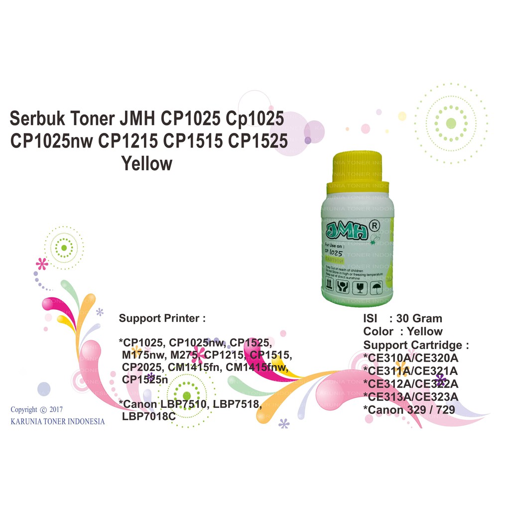 Serbuk Toner JMH CP1025 CP1025 CP1025nw CP1215 CP1515 CP1525 Yellow