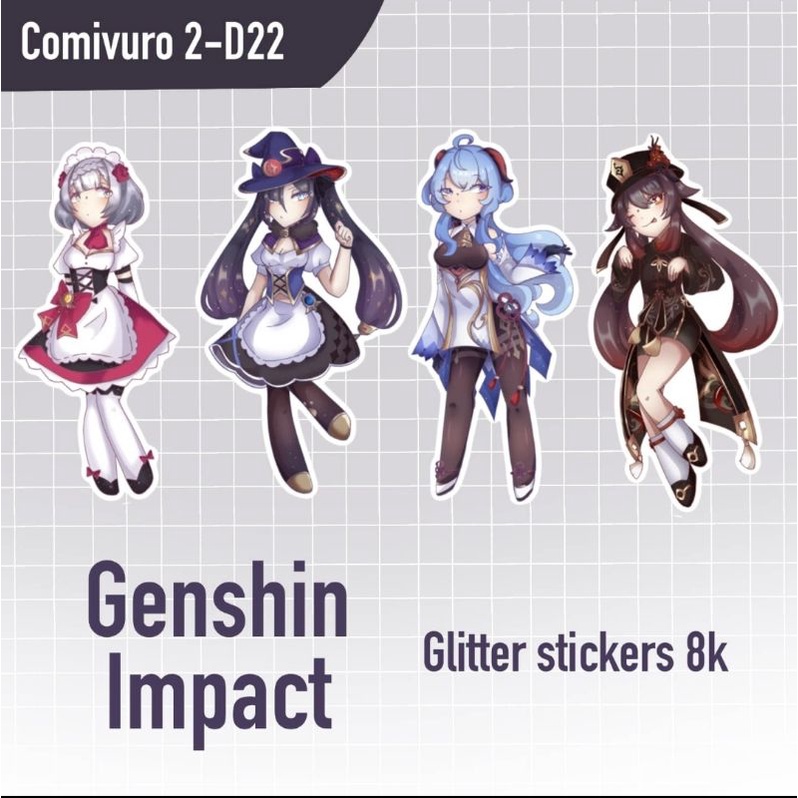 Big Glitter Sticker Hu Tao Mona Noelle Ganyu