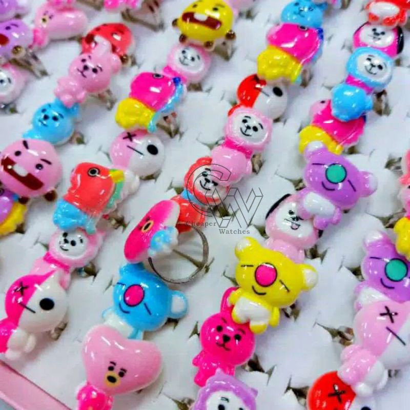 Cheaper-Cincin Anak Isi 100pcs/1Kotak Karakter BT21, Unicorn, dan karakter Marvel Termurah