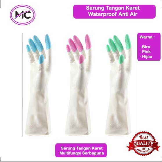 Sarung Tangan Cuci Piring Karet Silicone Latex Tebal Anti Air Waterproof Awet Kualitas Premium Praktis Murah