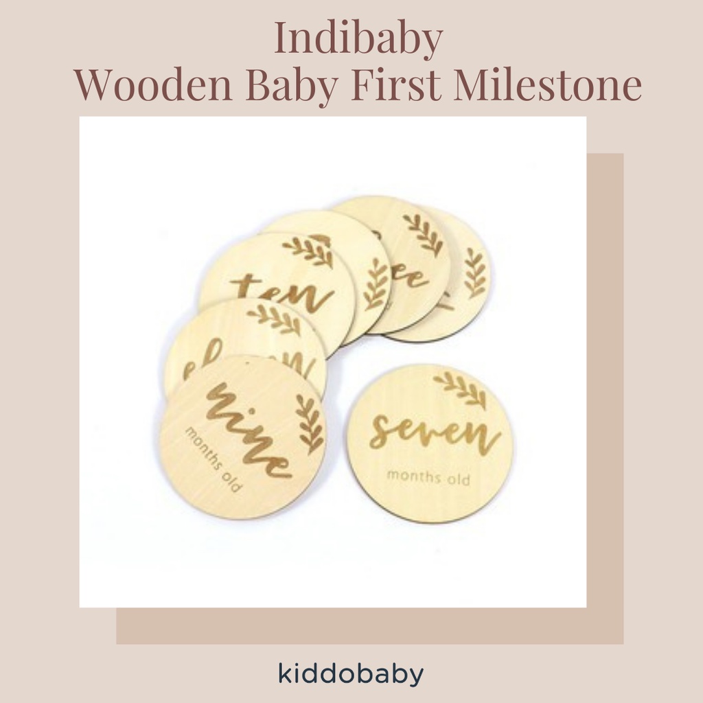 Indibaby Wooden Baby First Milestone | Properti Foto Bayi | Kartu Selfie Bayi