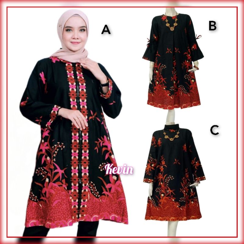Batik Kevin [ TERBARU ] ATASAN BATIK WANITA KERJA KANTOR BATIK SOLO Tunik Batik Wanita Jumbo Tunik B