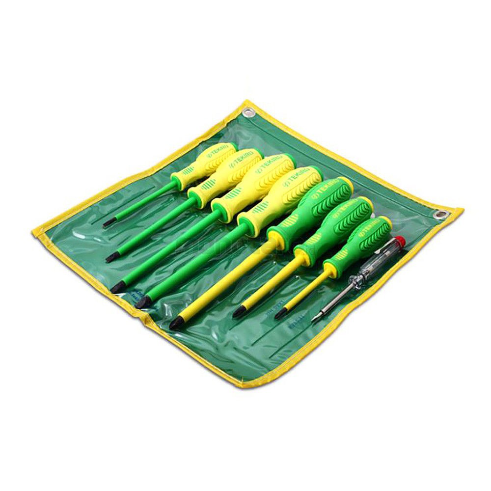 Tekiro Obeng Listrik Set 7 Pcs (Kuning Hijau)